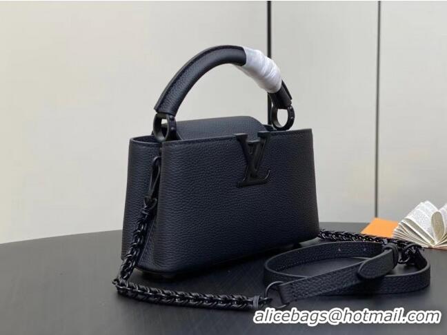 Good Quality Louis Vuitton Capucines East-West Mini Bag in Matte Calfskin M23955 All Black 2024