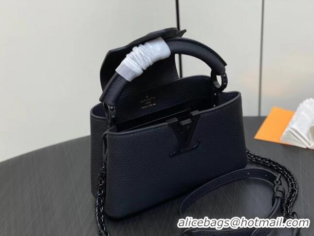 Good Quality Louis Vuitton Capucines East-West Mini Bag in Matte Calfskin M23955 All Black 2024