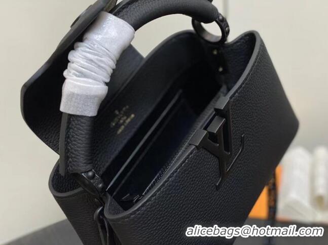 Good Quality Louis Vuitton Capucines East-West Mini Bag in Matte Calfskin M23955 All Black 2024