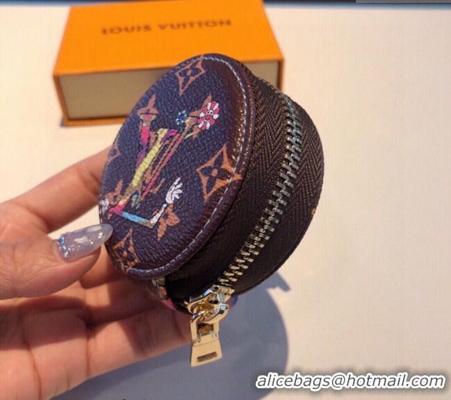 Top Design Louis Vuitton Round Coin Purse Wallet with Colored LV LV0402 2024