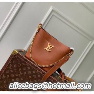 Pretty Style Louis Vuitton Lock and Walk Bucket Bag in Grained Leather M24165 Brown 2024