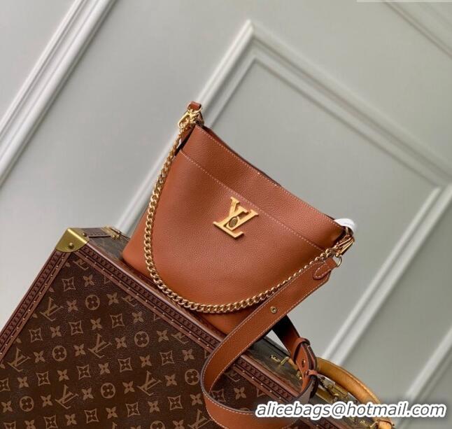 Pretty Style Louis Vuitton Lock and Walk Bucket Bag in Grained Leather M24165 Brown 2024