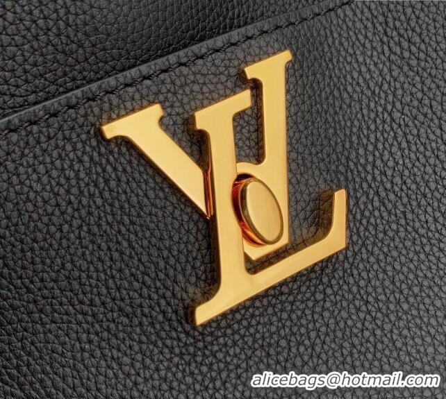 Famous Brand Louis Vuitton Lock and Walk Bucket Bag in Grained Leather M24006 Black 2024