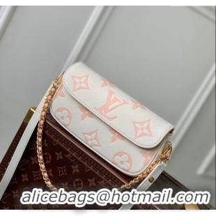 Promotional Louis Vuitton Wallet on Chain Ivy in Monogram Leather M83026 White/Peachy Pink 2024