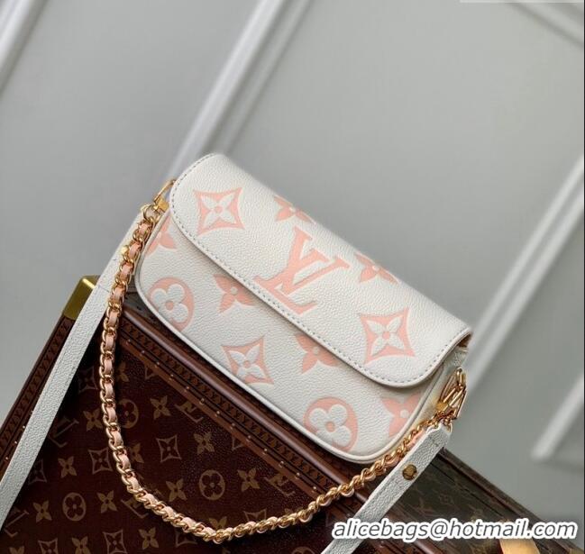 Promotional Louis Vuitton Wallet on Chain Ivy in Monogram Leather M83026 White/Peachy Pink 2024