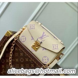 Famous Brand Louis Vuitton Pochette Métis East West Bag in Monogram Empreinte Leather M45696 Light Beige/Purple 2023