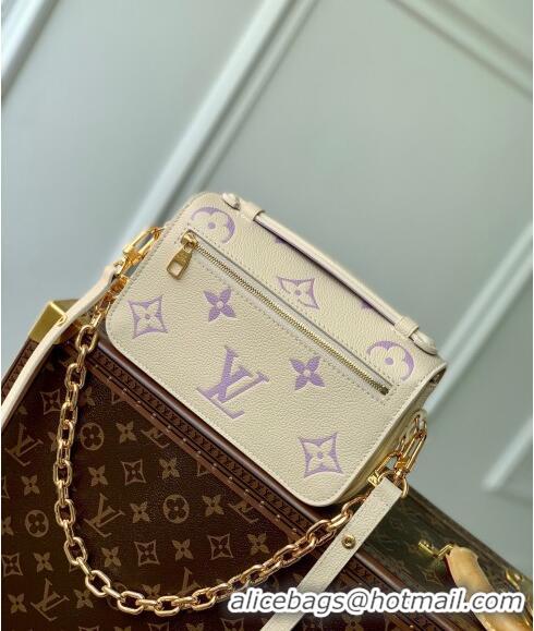 Famous Brand Louis Vuitton Pochette Métis East West Bag in Monogram Empreinte Leather M45696 Light Beige/Purple 2023