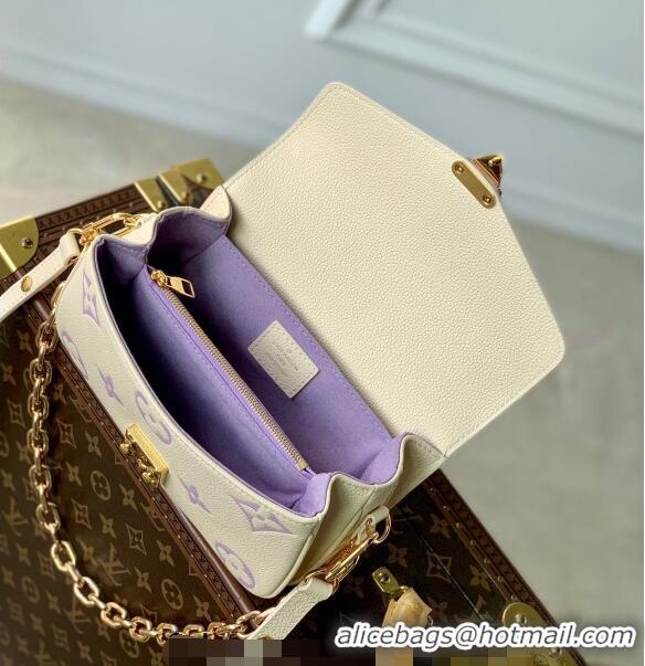 Famous Brand Louis Vuitton Pochette Métis East West Bag in Monogram Empreinte Leather M45696 Light Beige/Purple 2023