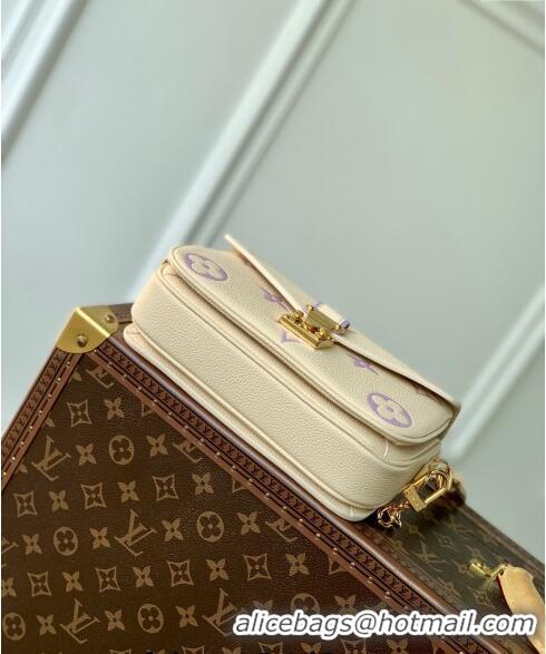 Famous Brand Louis Vuitton Pochette Métis East West Bag in Monogram Empreinte Leather M45696 Light Beige/Purple 2023