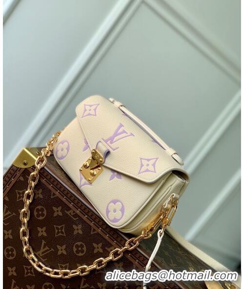 Famous Brand Louis Vuitton Pochette Métis East West Bag in Monogram Empreinte Leather M45696 Light Beige/Purple 2023