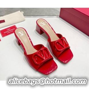 Best Product Valentino VLogo Patent Calfskin Heel Slide Sandals 6cm Red 429031