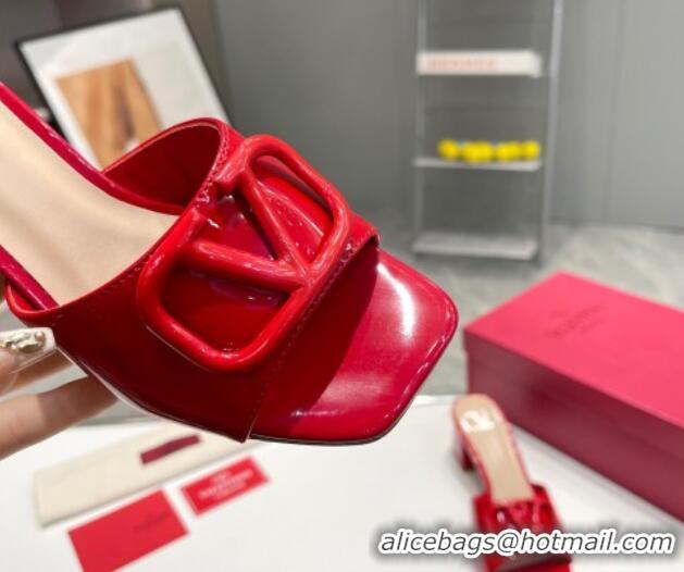 Best Product Valentino VLogo Patent Calfskin Heel Slide Sandals 6cm Red 429031