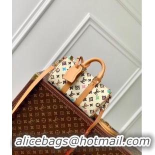 Top Grade Louis Vuitton Keepall Bandoulière 25 Bag in Monogram Craggy Canvas M24849 Vanilla White