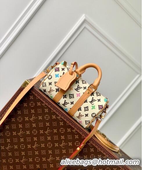 Top Grade Louis Vuitton Keepall Bandoulière 25 Bag in Monogram Craggy Canvas M24849 Vanilla White