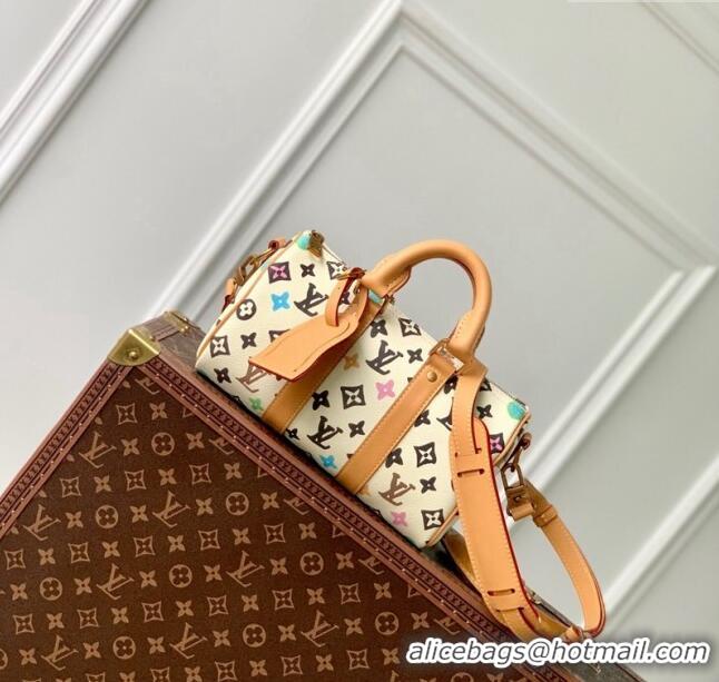 Top Grade Louis Vuitton Keepall Bandoulière 25 Bag in Monogram Craggy Canvas M24849 Vanilla White