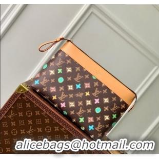 Famous Brand Louis Vuitton Pochette Voyage Souple Pouch in Monogram Craggy Canvas M83568 Chocolate Brown 2024