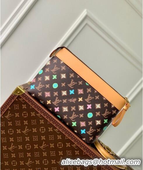 Famous Brand Louis Vuitton Pochette Voyage Souple Pouch in Monogram Craggy Canvas M83568 Chocolate Brown 2024