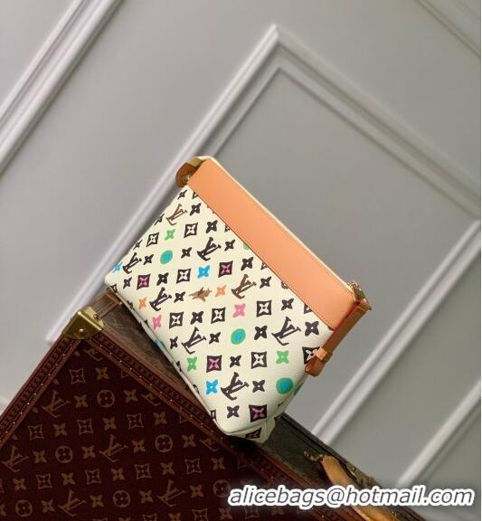 Luxurious Louis Vuitton Pochette Voyage Souple Pouch in Monogram Craggy Canvas M83568 Vanilla White 2024