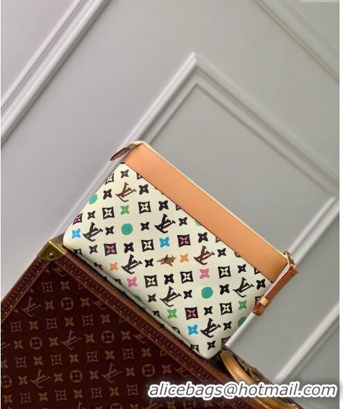 Luxurious Louis Vuitton Pochette Voyage Souple Pouch in Monogram Craggy Canvas M83568 Vanilla White 2024