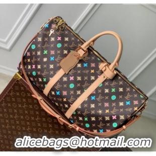 Top Grade Louis Vuitton Keepall Bandoulière 50 Travel Bag in Monogram Craggy Canvas M24901 Chocolate Brown 2024