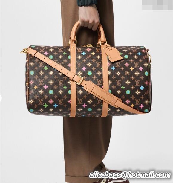 Top Grade Louis Vuitton Keepall Bandoulière 50 Travel Bag in Monogram Craggy Canvas M24901 Chocolate Brown 2024