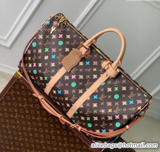 Top Grade Louis Vuitton Keepall Bandoulière 50 Travel Bag in Monogram Craggy Canvas M24901 Chocolate Brown 2024