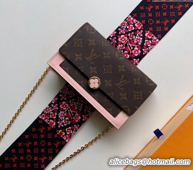 Buy Inexpensive Louis Vuitton Flore Chain Wallet Mini bag M67405 Pink 2024