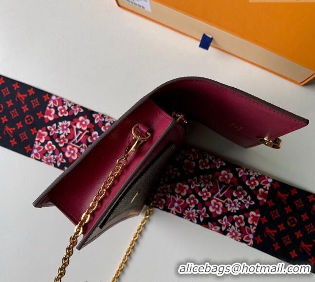 Famous Brand Louis Vuitton Flore Chain Wallet Mini bag M67405 Burgundy 2024