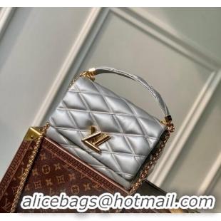 Top Quality Louis Vuitton GO-14 MM Shoulder Bag in Quilted Lambskin M25107 Silver 2024