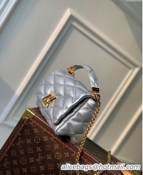 Top Quality Louis Vuitton GO-14 MM Shoulder Bag in Quilted Lambskin M25107 Silver 2024