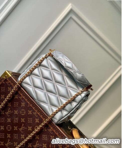 Top Quality Louis Vuitton GO-14 MM Shoulder Bag in Quilted Lambskin M25107 Silver 2024