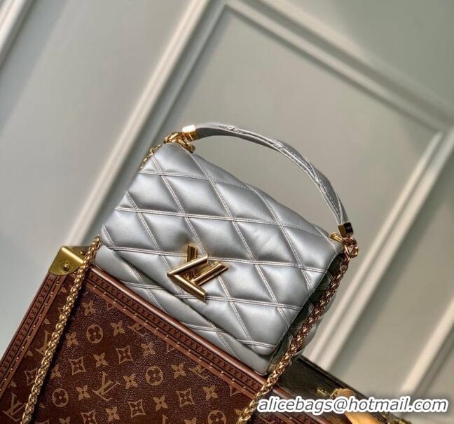 Top Quality Louis Vuitton GO-14 MM Shoulder Bag in Quilted Lambskin M25107 Silver 2024