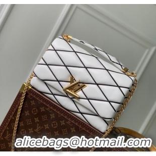 Top Quality Louis Vuitton GO-14 GM Shoulder Bag in Quilted Lambskin M23689 White 2024