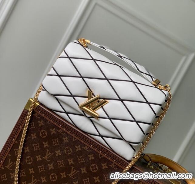 Top Quality Louis Vuitton GO-14 GM Shoulder Bag in Quilted Lambskin M23689 White 2024