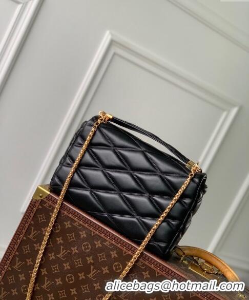 Top Grade Louis Vuitton GO-14 GM Shoulder Bag in Quilted Lambskin M23689 Black 2024