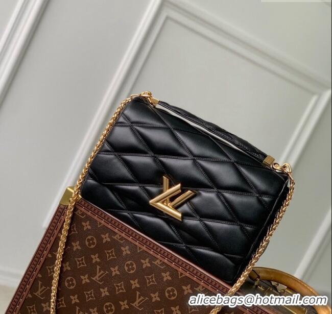 Top Grade Louis Vuitton GO-14 GM Shoulder Bag in Quilted Lambskin M23689 Black 2024