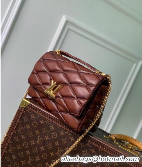 Best Price Louis Vuitton GO-14 GM Shoulder Bag in Quilted Lambskin M23689 Brown 2024