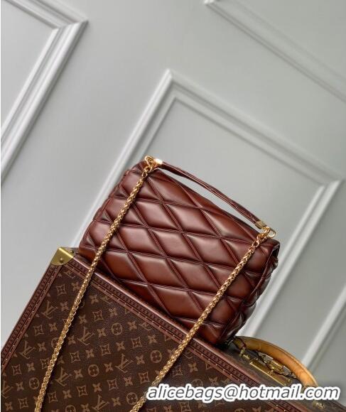 Best Price Louis Vuitton GO-14 GM Shoulder Bag in Quilted Lambskin M23689 Brown 2024