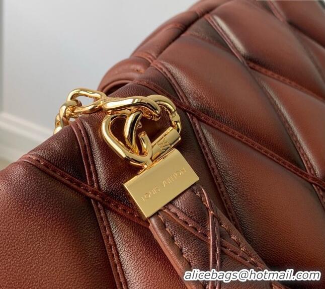 Best Price Louis Vuitton GO-14 GM Shoulder Bag in Quilted Lambskin M23689 Brown 2024