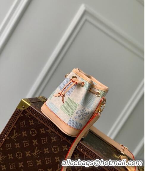 Super Quality Louis Vuitton Nano Noé Bucket bag in Damier Giant Canvas N40640 Pistachio Green 2024