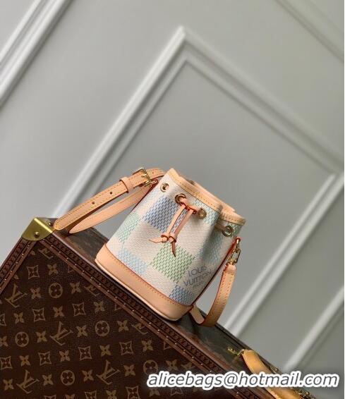 Super Quality Louis Vuitton Nano Noé Bucket bag in Damier Giant Canvas N40640 Pistachio Green 2024