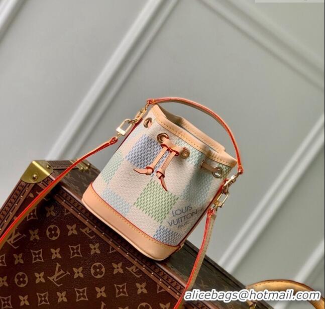 Super Quality Louis Vuitton Nano Noé Bucket bag in Damier Giant Canvas N40640 Pistachio Green 2024