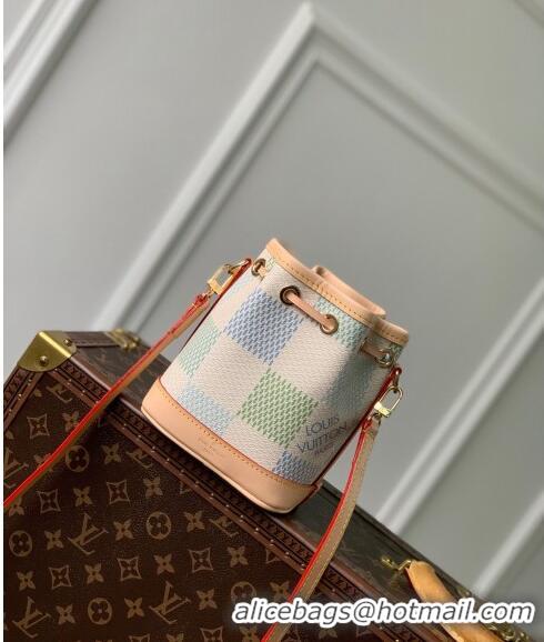 Super Quality Louis Vuitton Nano Noé Bucket bag in Damier Giant Canvas N40640 Pistachio Green 2024