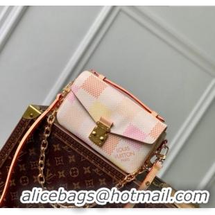 Inexpensive Louis Vuitton Pochette Metis East West Bag in Damier Giant Canvas N40749 Peach Pink 2024