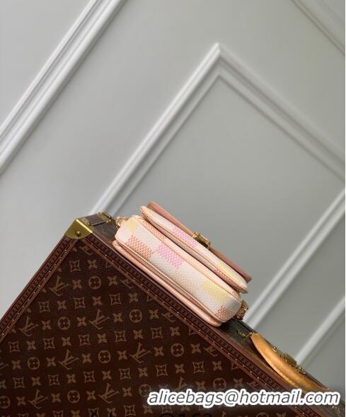 Inexpensive Louis Vuitton Pochette Metis East West Bag in Damier Giant Canvas N40749 Peach Pink 2024