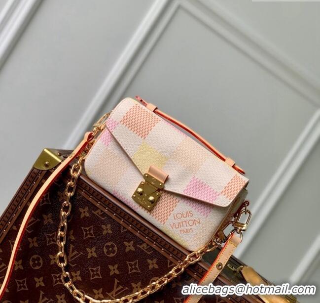 Inexpensive Louis Vuitton Pochette Metis East West Bag in Damier Giant Canvas N40749 Peach Pink 2024