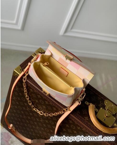 Inexpensive Louis Vuitton Pochette Metis East West Bag in Damier Giant Canvas N40749 Peach Pink 2024