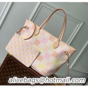 Top Quality Louis Vuitton Neverfull MM Tote bag in Damier Giant Canvas N40668 Peach Pink 2024