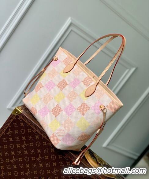 Top Quality Louis Vuitton Neverfull MM Tote bag in Damier Giant Canvas N40668 Peach Pink 2024