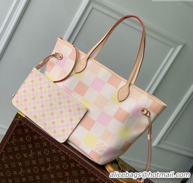 Top Quality Louis Vuitton Neverfull MM Tote bag in Damier Giant Canvas N40668 Peach Pink 2024